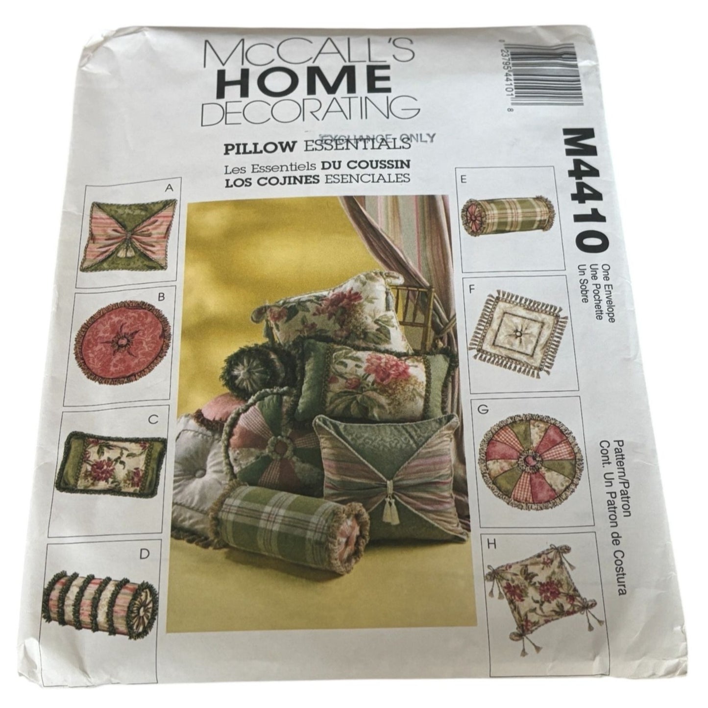 McCalls Sewing Pattern M4410 Home Decorating Accent Pillow Set Square Round UC