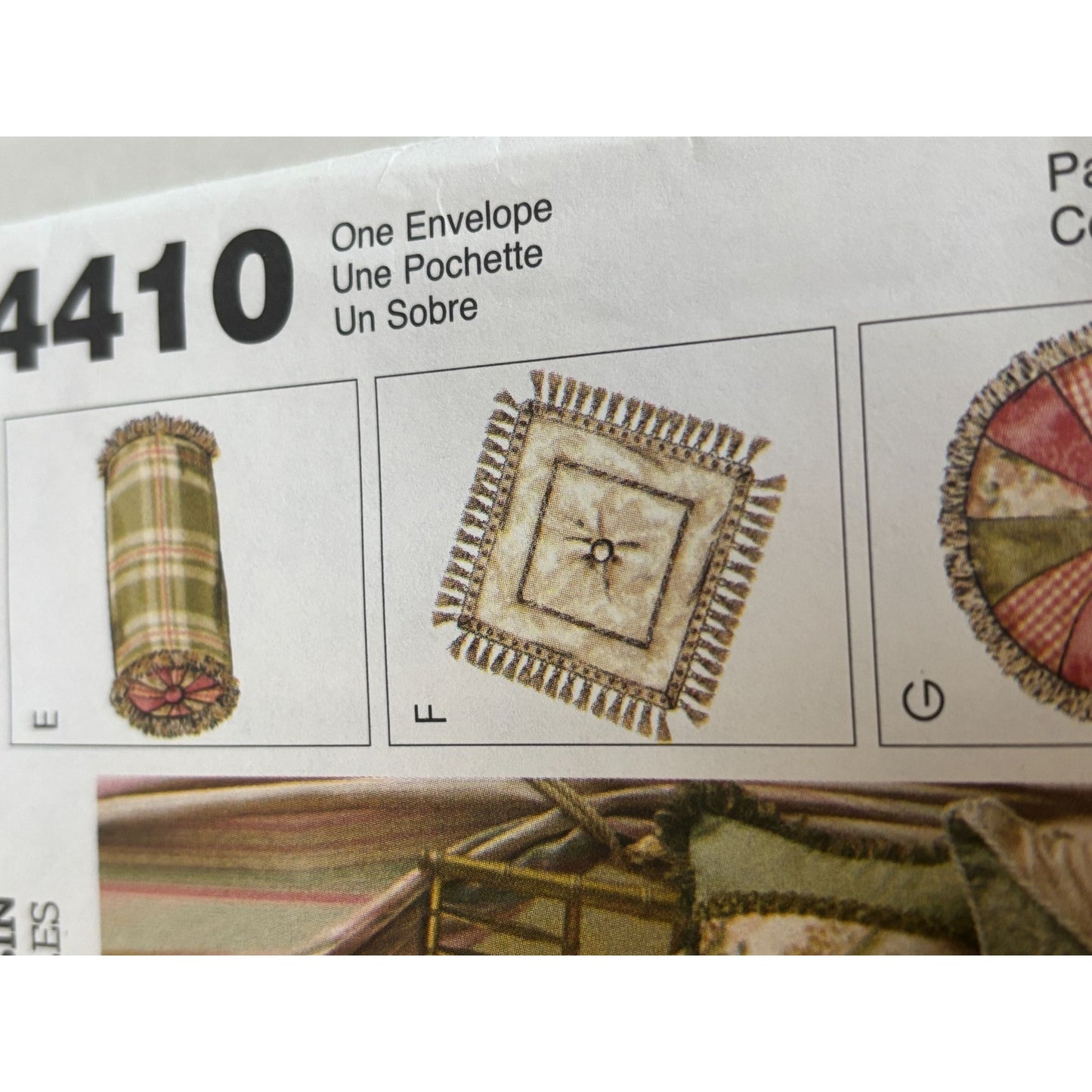 McCalls Sewing Pattern M4410 Home Decorating Accent Pillow Set Square Round UC