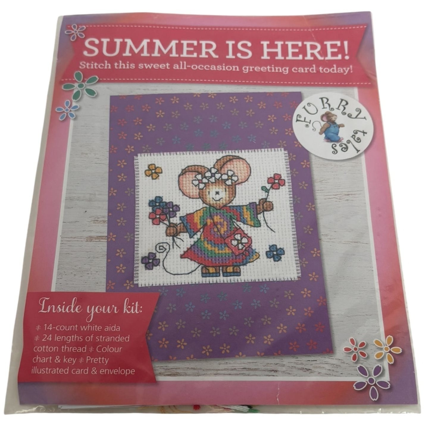 The World of Cross Stitching Cross Stitch Greeting Card Kit Furry Tales Mouse