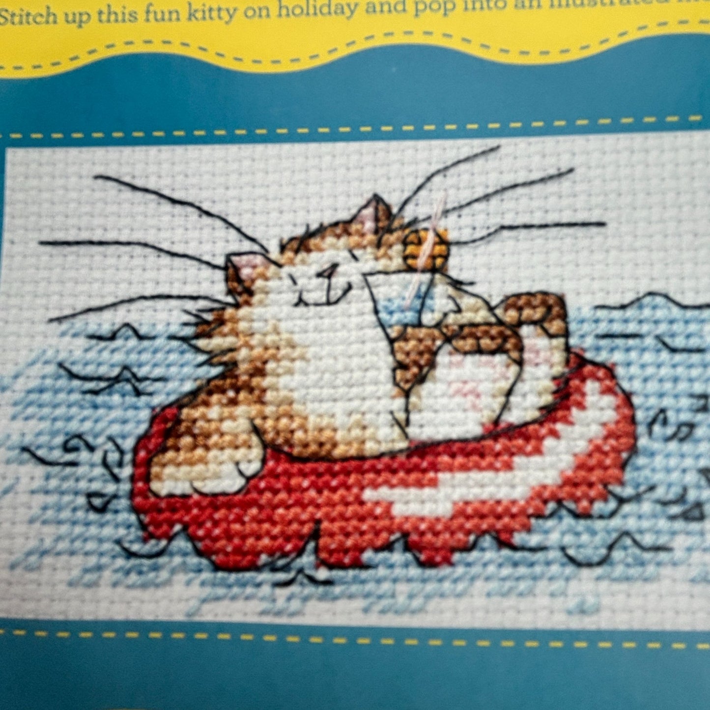 The World of Cross Stitching Cat Card Picture Kit Margaret Sherry Cross Stitch Relaxing Kitty