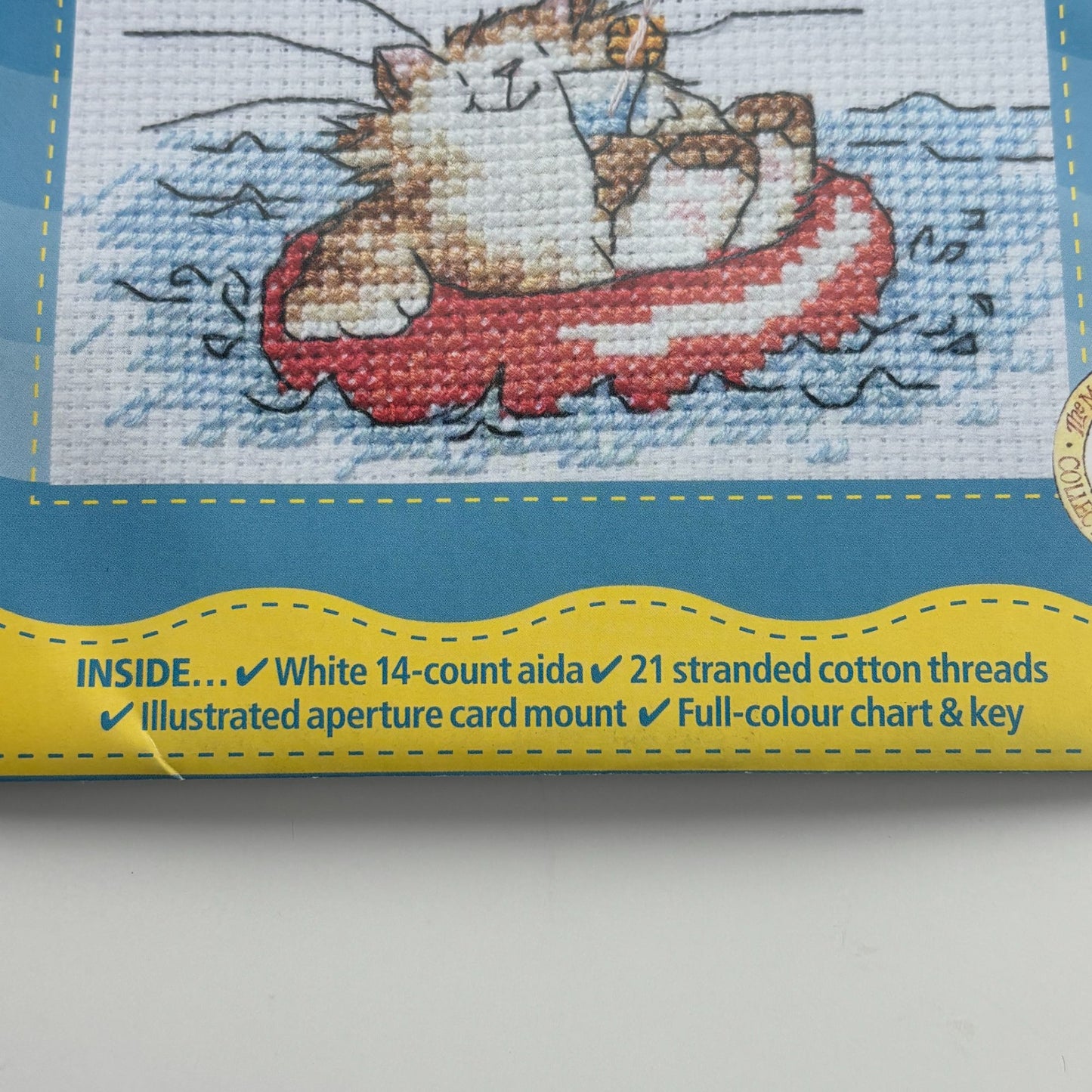 The World of Cross Stitching Cat Card Picture Kit Margaret Sherry Cross Stitch Relaxing Kitty