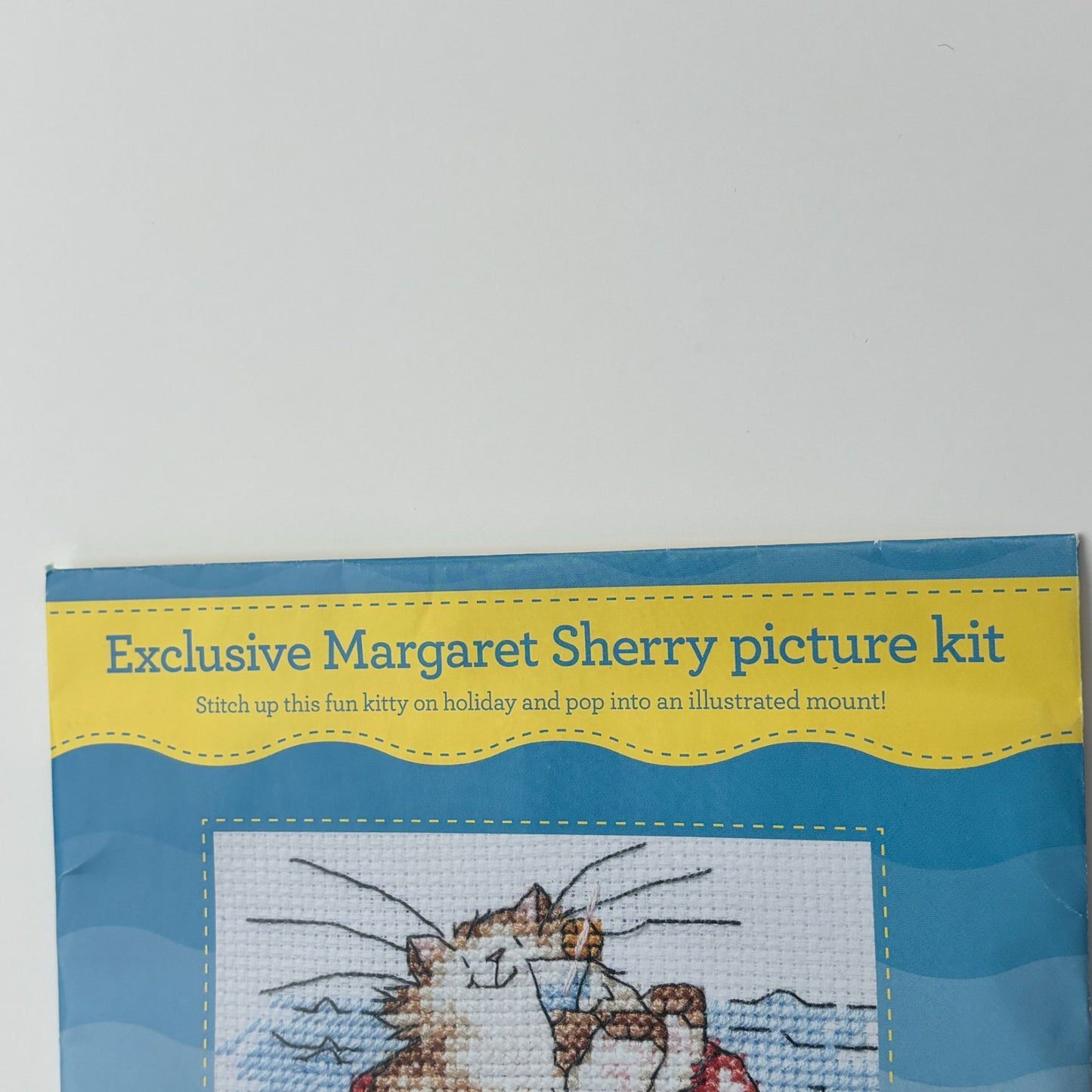 The World of Cross Stitching Cat Card Picture Kit Margaret Sherry Cross Stitch Relaxing Kitty