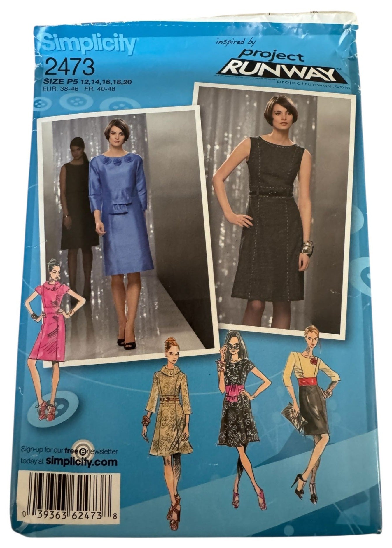 Simplicity Sewing Pattern 2473 Dress Slim or Flared Skirt Project Runway 12-20