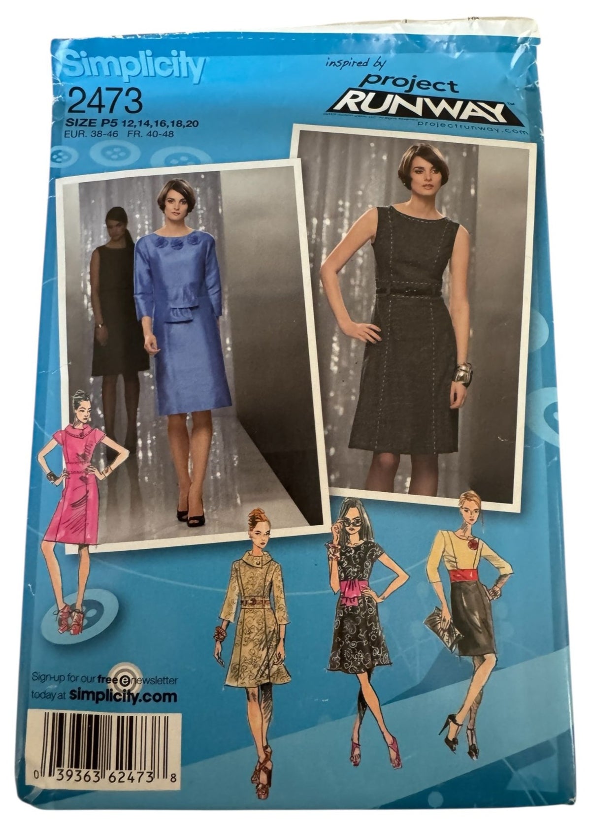 Simplicity Sewing Pattern 2473 Dress Slim or Flared Skirt Project Runway 12-20