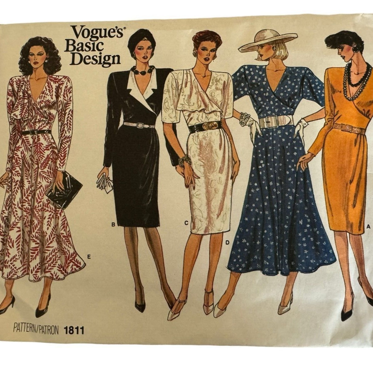 Vogue Sewing Pattern 1811 Power Shoulder Wrap 80s Vintage Size 14 Uncut Office Evening