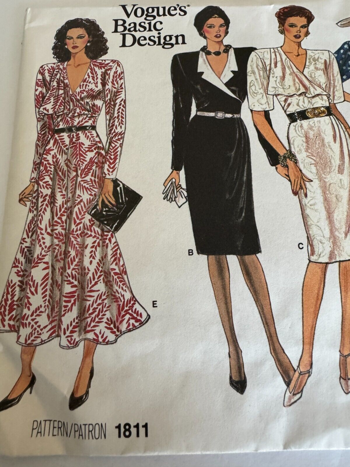 Vogue Sewing Pattern 1811 Power Shoulder Wrap 80s Vintage Size 14 Uncut Office Evening