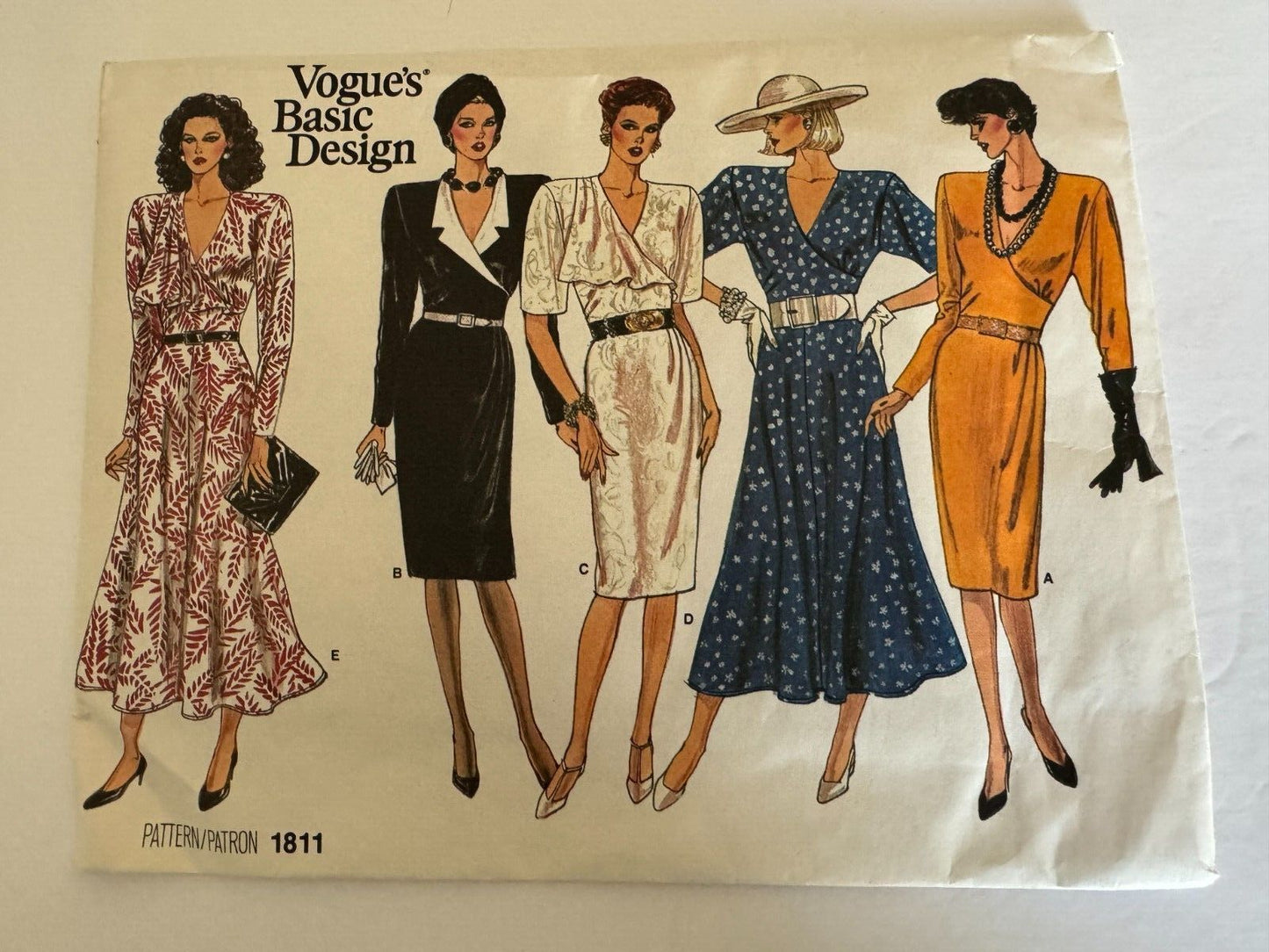 Vogue Sewing Pattern 1811 Power Shoulder Wrap 80s Vintage Size 14 Uncut Office Evening