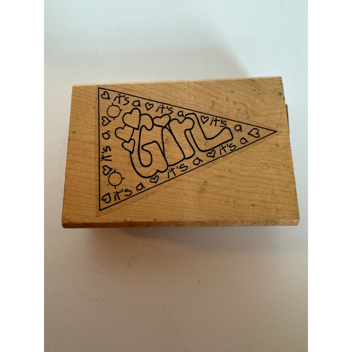 Limited Edition Rubber Stamp Its A Girl Baby Announcement Banner Triangle Words
