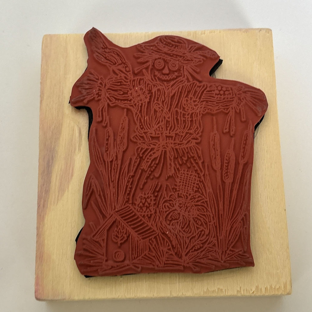Rubber Stamp Scarecrow Bird Birdhouse Cattails Autumn Fall Card Making Country Farm Wood Mounted