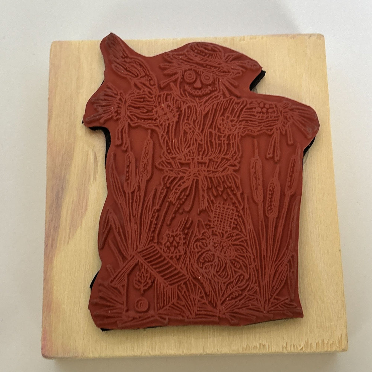 Rubber Stamp Scarecrow Bird Birdhouse Cattails Autumn Fall Card Making Country Farm Wood Mounted