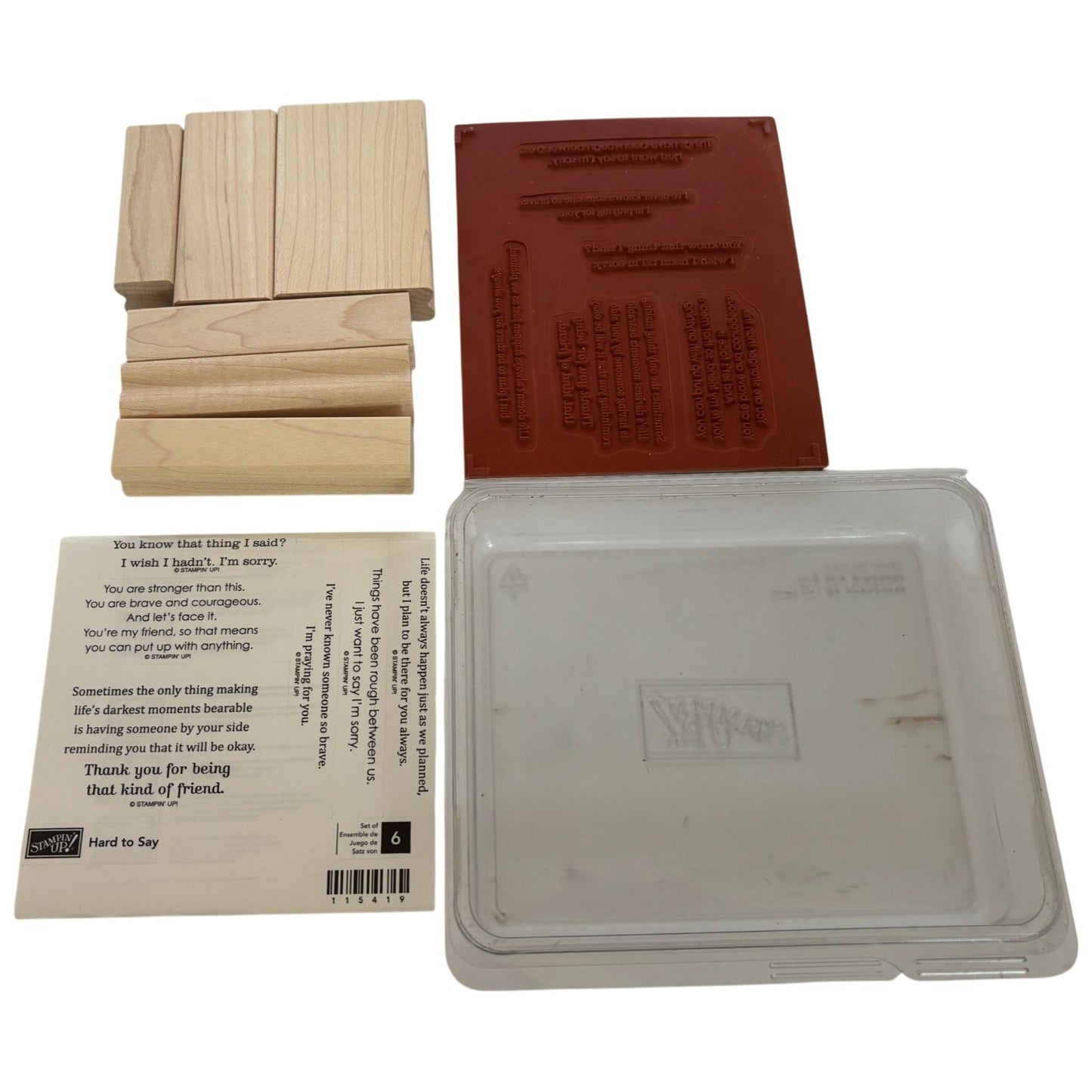 Stampin Up Rubber Stamp Set Hard To Say Apology Inspiration Friendship Praying