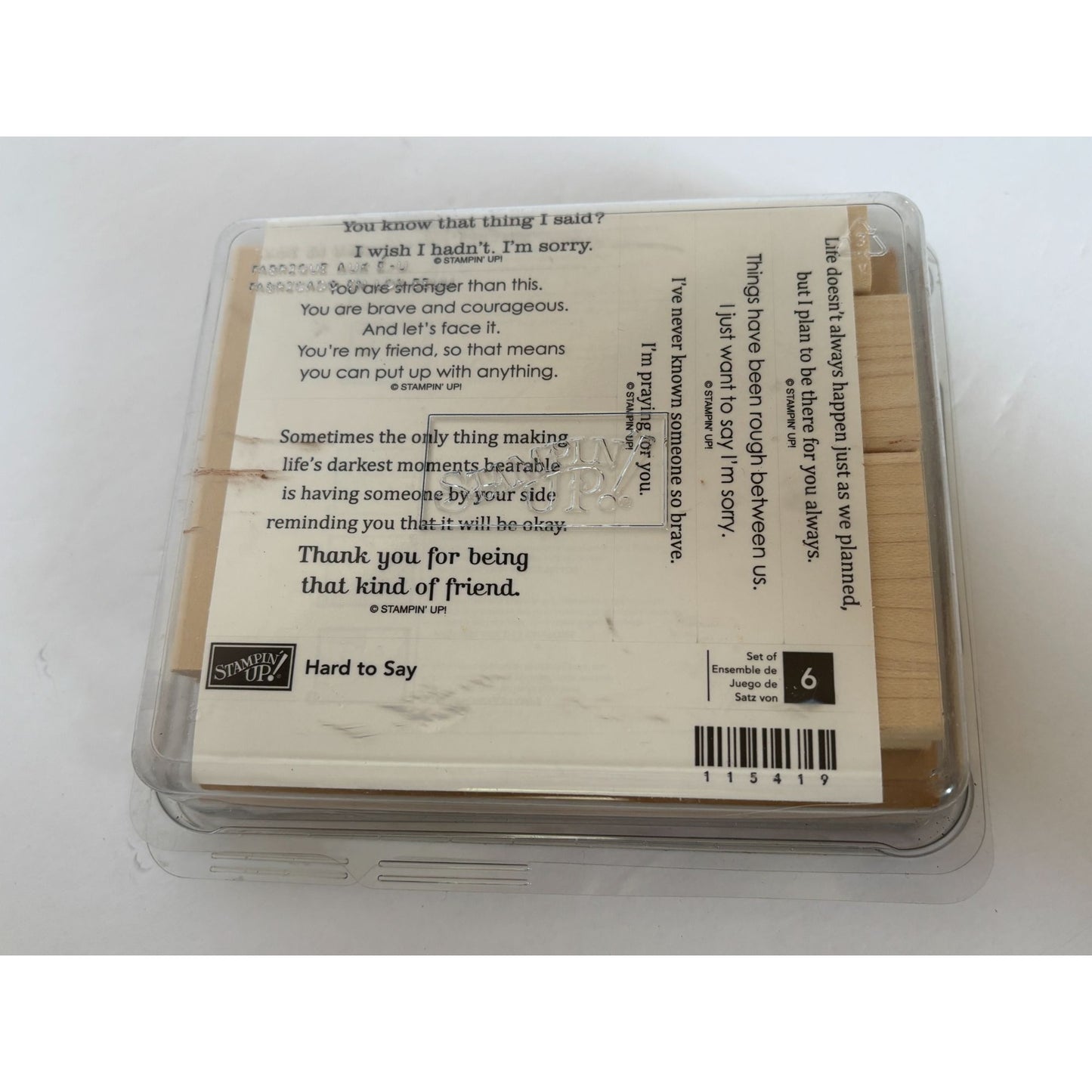 Stampin Up Rubber Stamp Set Hard To Say Apology Inspiration Friendship Praying