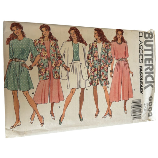 Butterick Sewing Pattern 6003 Jacket Top Split Skirt Easy Summer Uncut 18 20 22