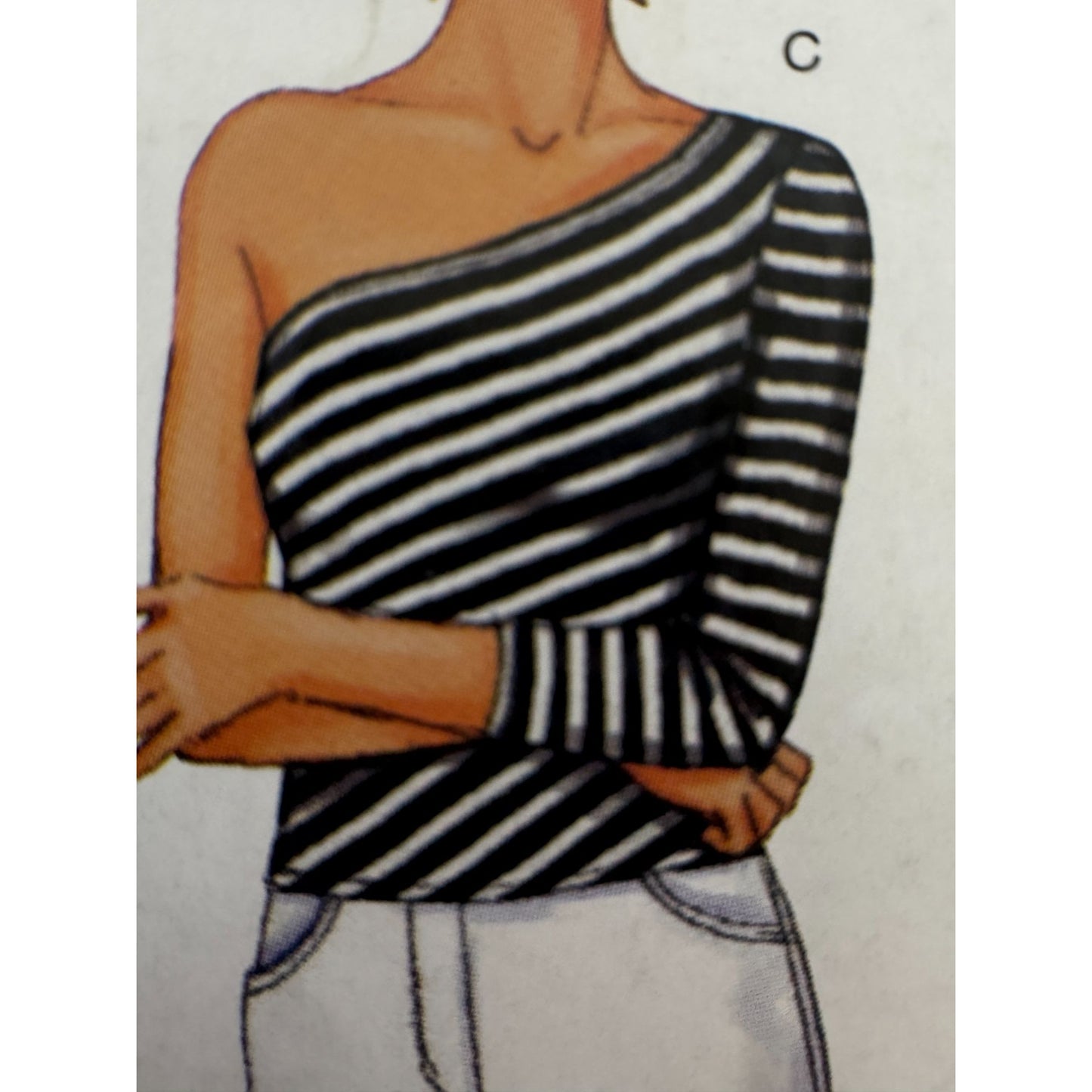 Butterick Sewing Pattern P494 Asymmetrical Tops One Shoulder Ruched Shirt L XL