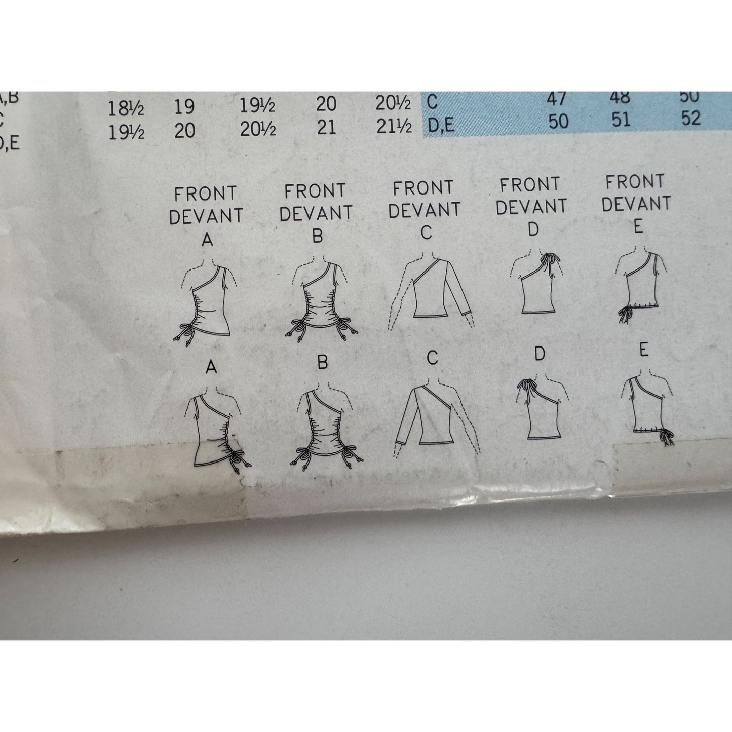 Butterick Sewing Pattern P494 Asymmetrical Tops One Shoulder Ruched Shirt L XL