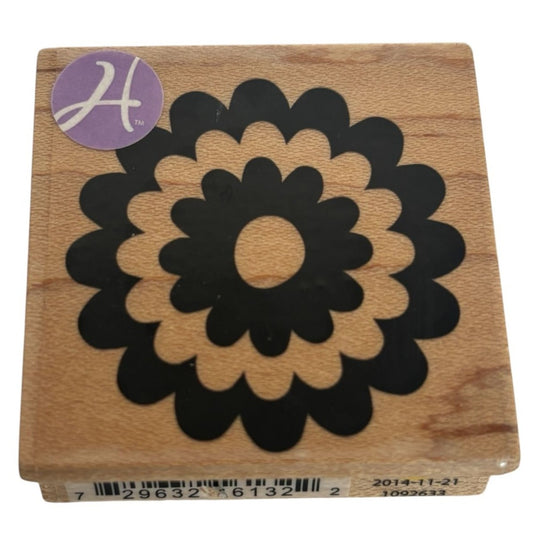 Hampton Art Wood Rubber Stamp Flower Power 60s Starburst Retro Bloom Card Making