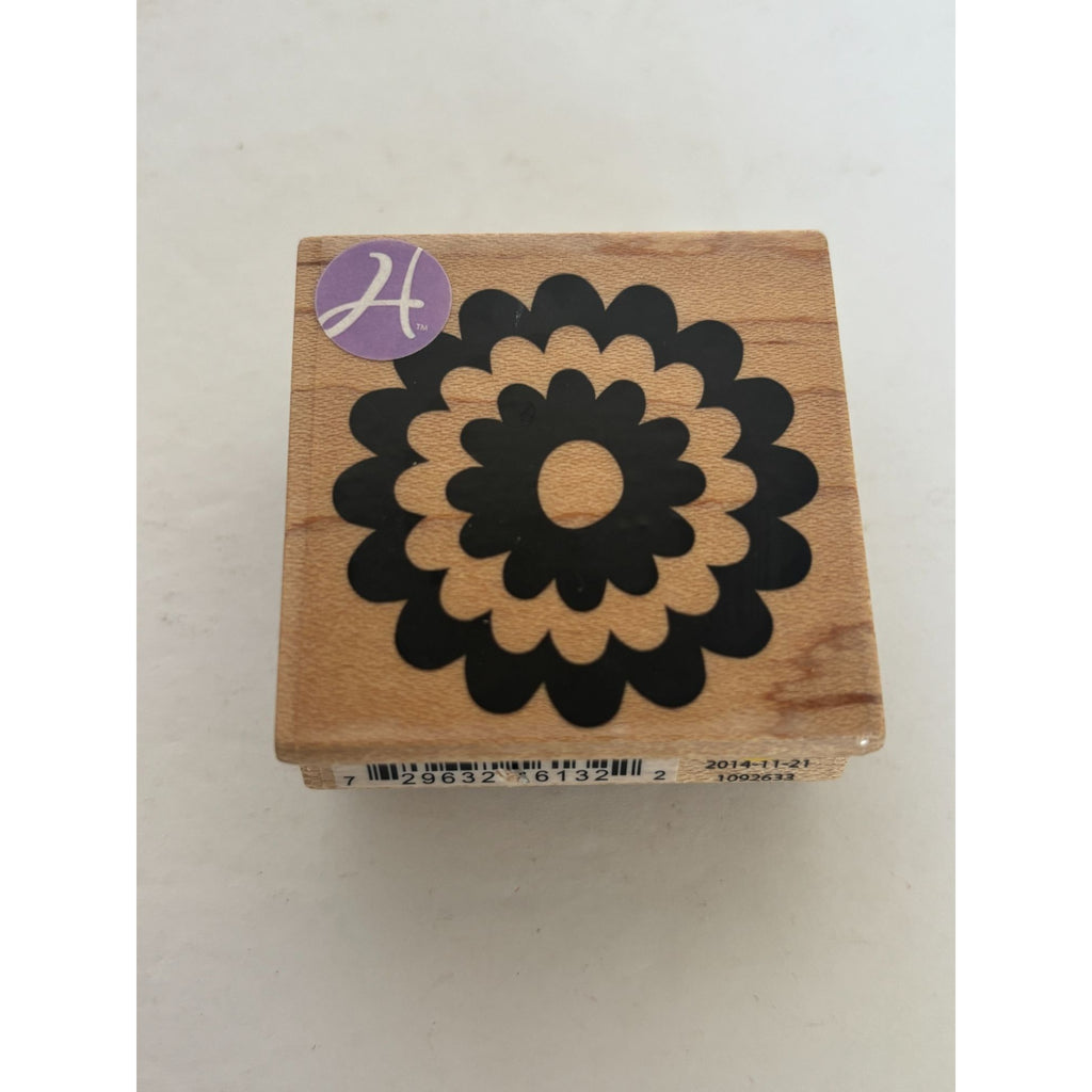 Hampton Art Wood Rubber Stamp Flower Power 60s Starburst Retro Bloom Card Making