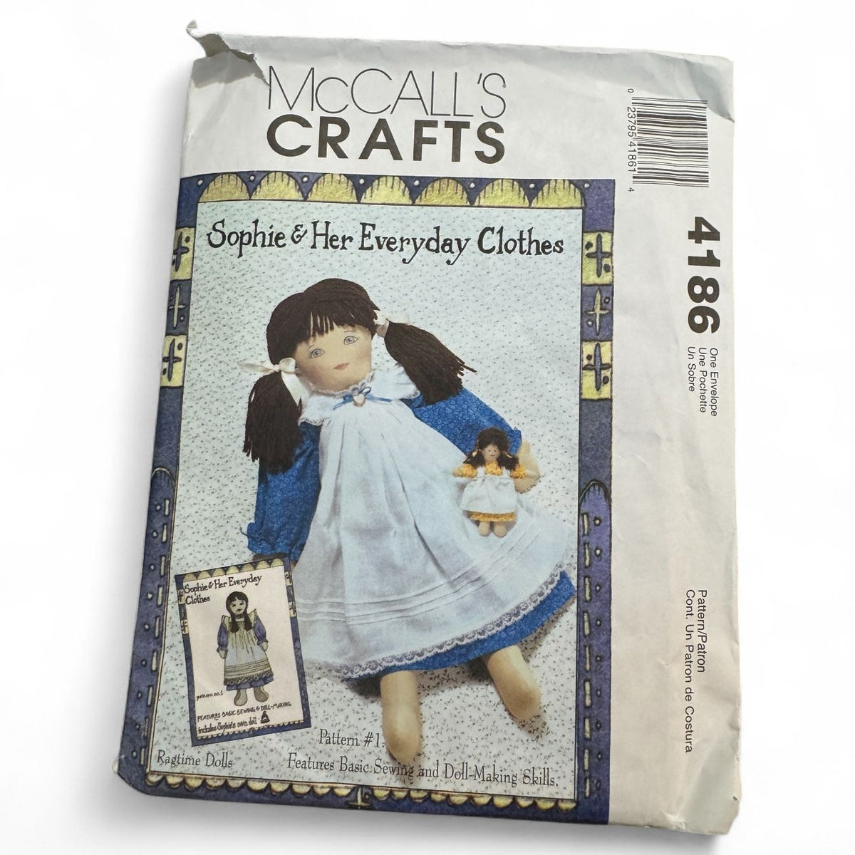 McCalls Sewing Pattern 4186 Sophie Doll Everyday Clothes Clothing Apron Ragtime