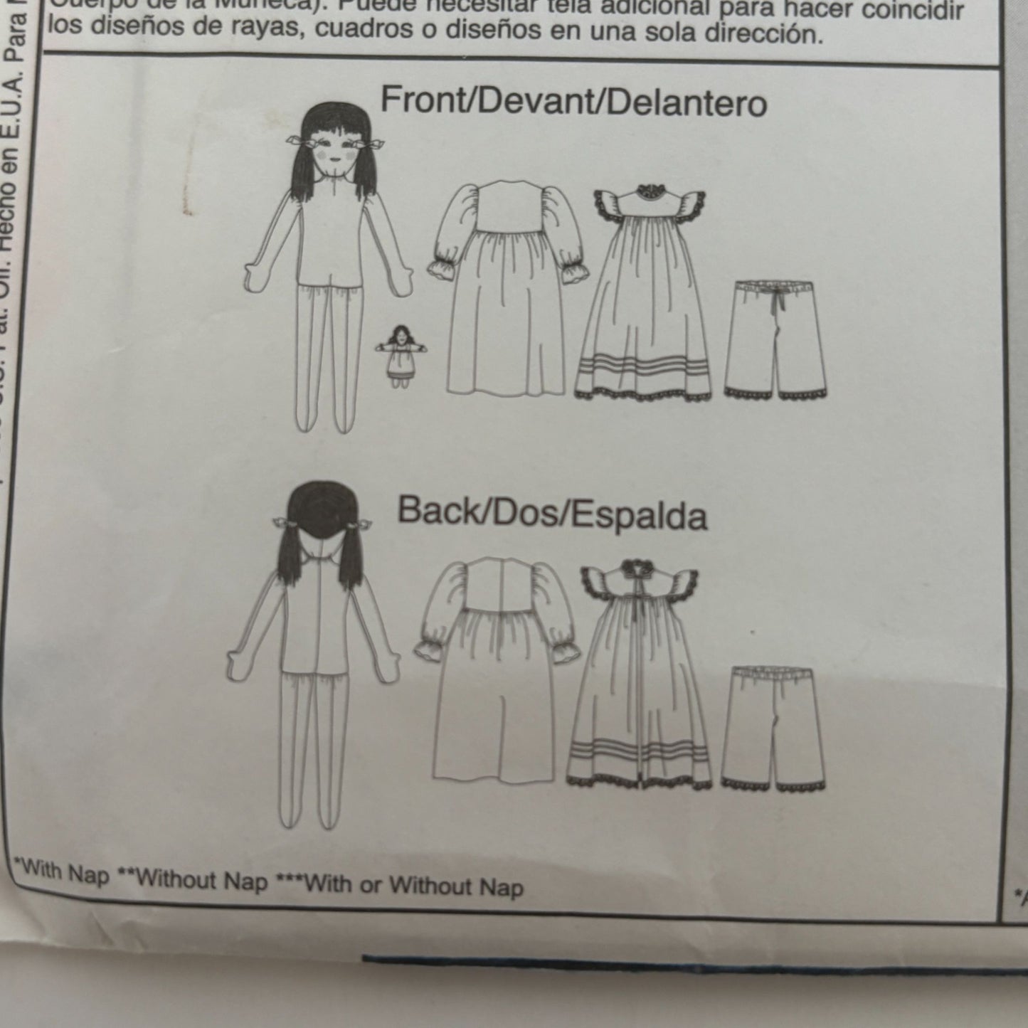McCalls Sewing Pattern 4186 Sophie Doll Everyday Clothes Clothing Apron Ragtime