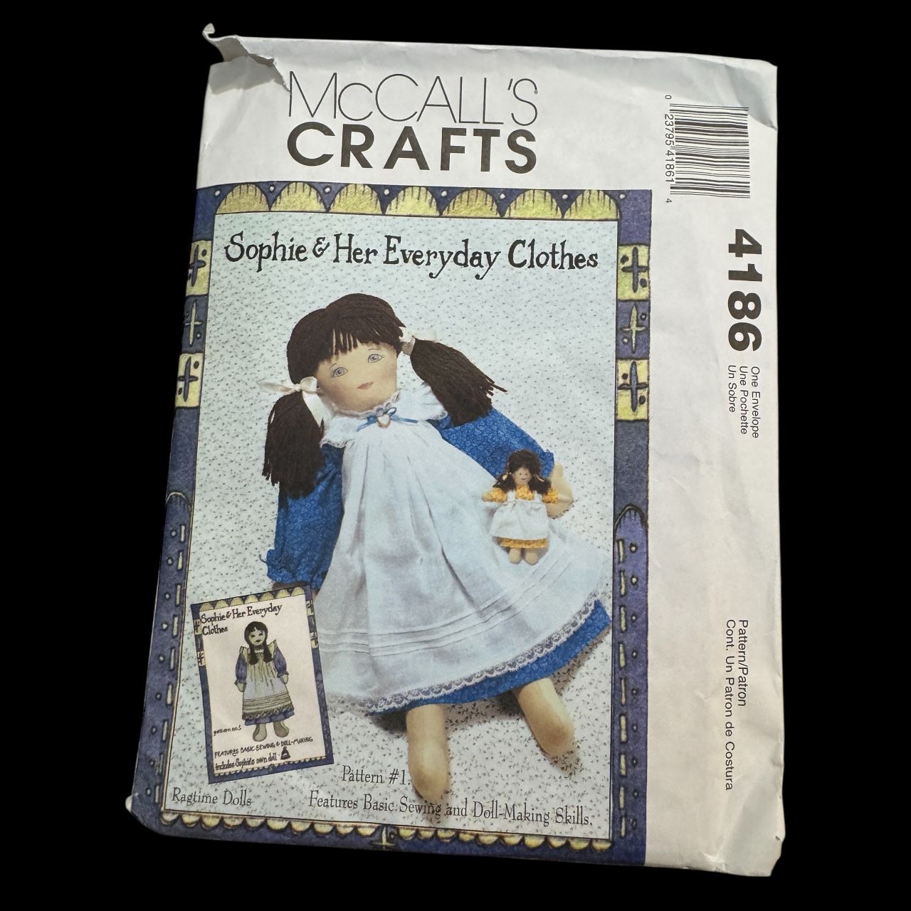 McCalls Sewing Pattern 4186 Sophie Doll Everyday Clothes Clothing Apron Ragtime