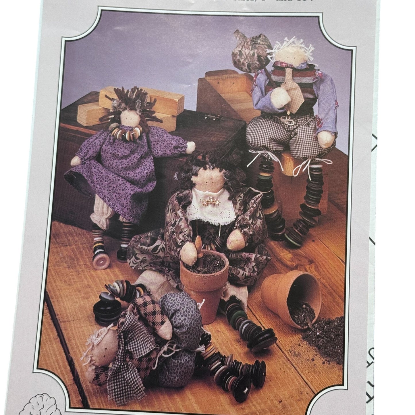 The Buckeye Tree Log o Button Leg Rag Doll Pattern Folk Art Upcycle Buttons 141