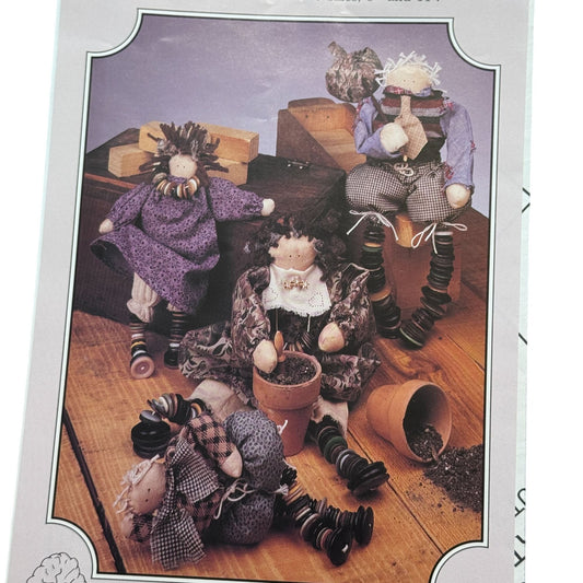 The Buckeye Tree Log o Button Leg Rag Doll Pattern Folk Art Upcycle Buttons 141