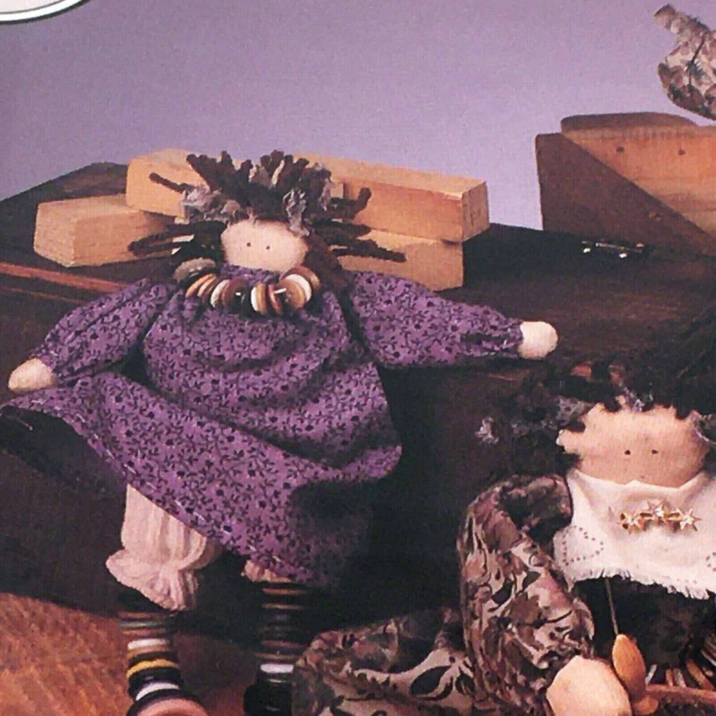 The Buckeye Tree Log o Button Leg Rag Doll Pattern Folk Art Upcycle Buttons 141