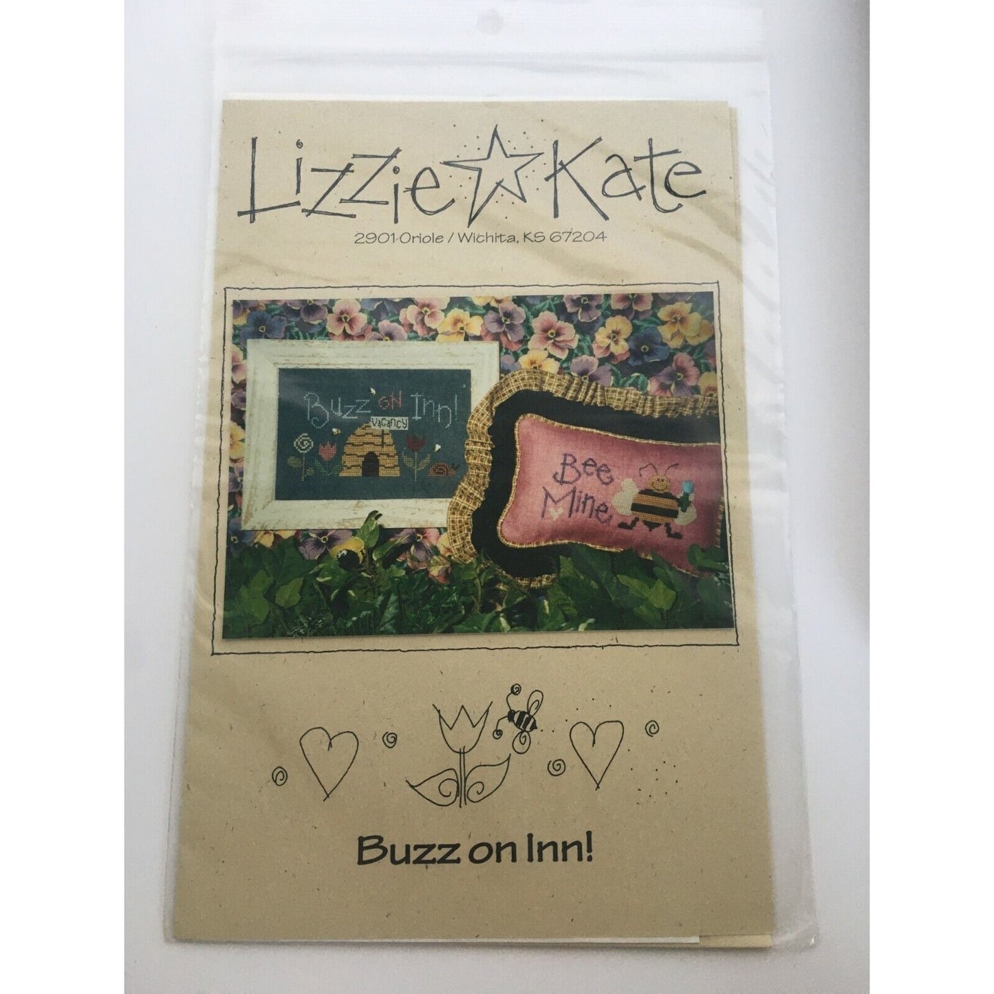Lizzie Kate Cross Stitch Pattern Buzz on Inn & Bee Mine Bees Summer Needlework