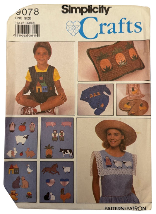 Simplicity Crafts Sewing Pattern 9078 Embroidery Appliques Farm Animal Cow Cat