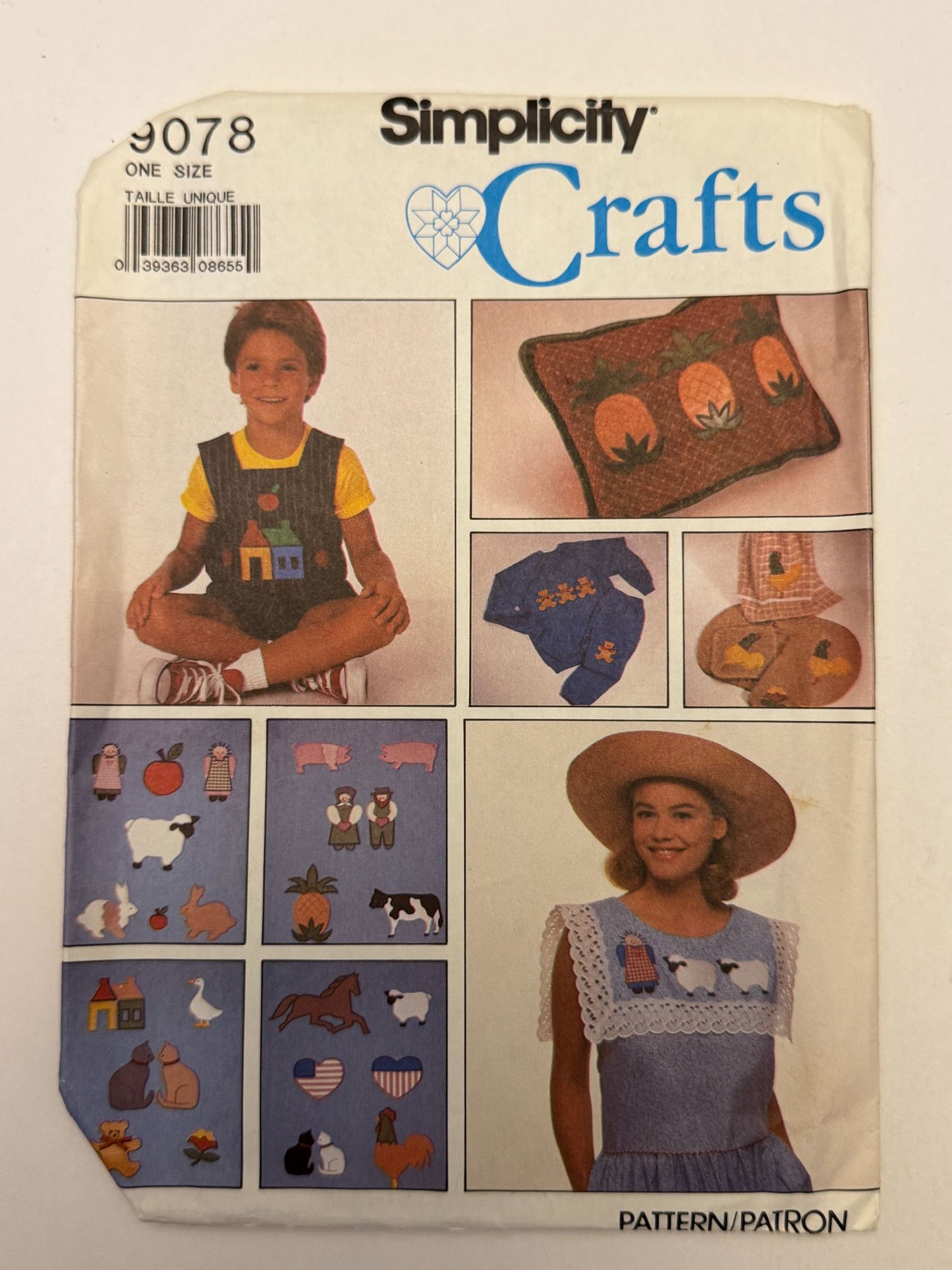 Simplicity Crafts Sewing Pattern 9078 Embroidery Appliques Farm Animal Cow Cat