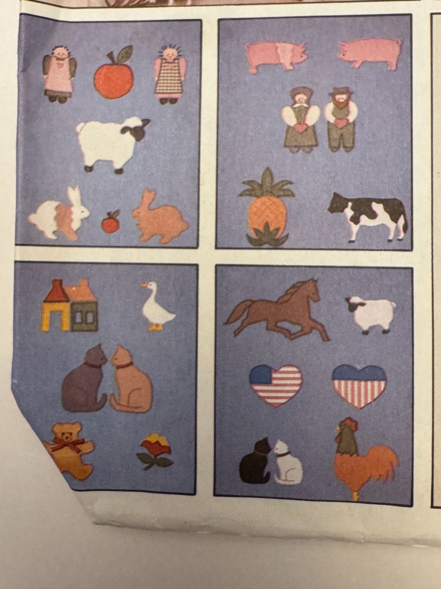 Simplicity Crafts Sewing Pattern 9078 Embroidery Appliques Farm Animal Cow Cat