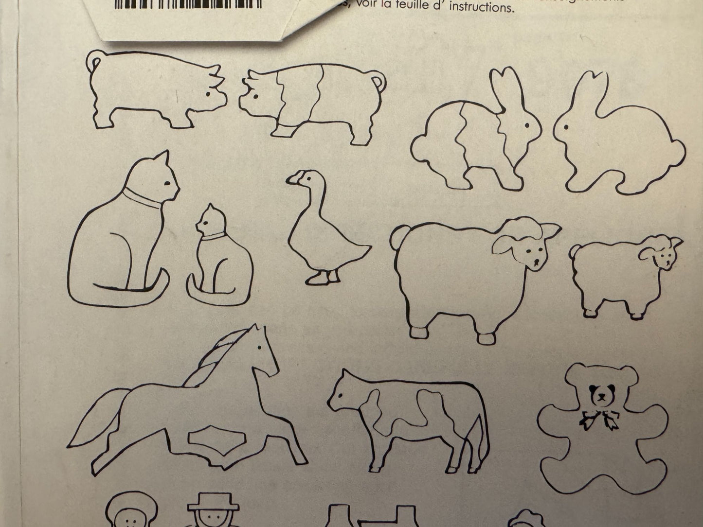 Simplicity Crafts Sewing Pattern 9078 Embroidery Appliques Farm Animal Cow Cat