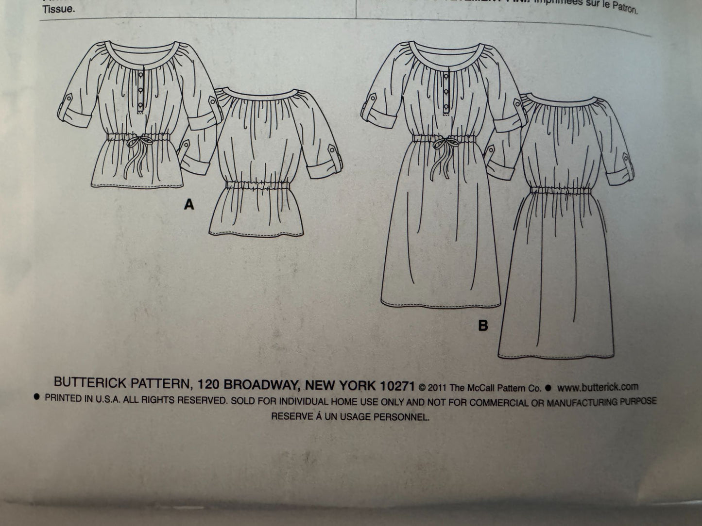 Butterick Sewing Pattern B5700 Easy Tunic Top Dress 4-26 Plus Size Boho Casual