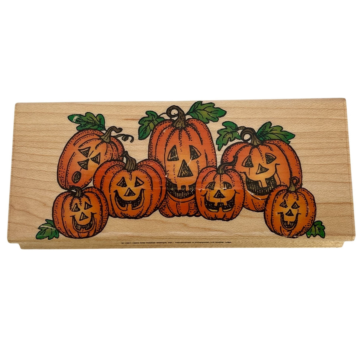 Hero Arts Rubber Stamp Silly Pumpkin Border Halloween Jack-O-Lantern Fall Card Making Wood Mounted