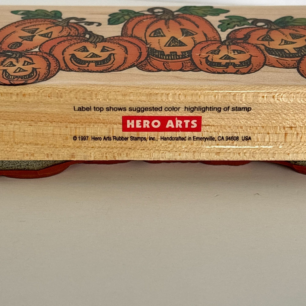 Hero Arts Rubber Stamp Silly Pumpkin Border Halloween Jack-O-Lantern Fall Card Making Wood Mounted