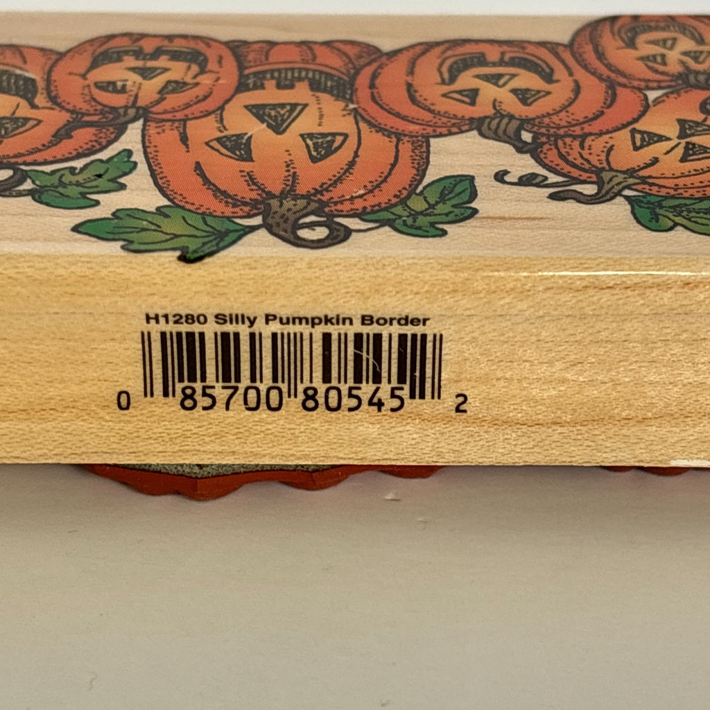 Hero Arts Rubber Stamp Silly Pumpkin Border Halloween Jack-O-Lantern Fall Card Making Wood Mounted