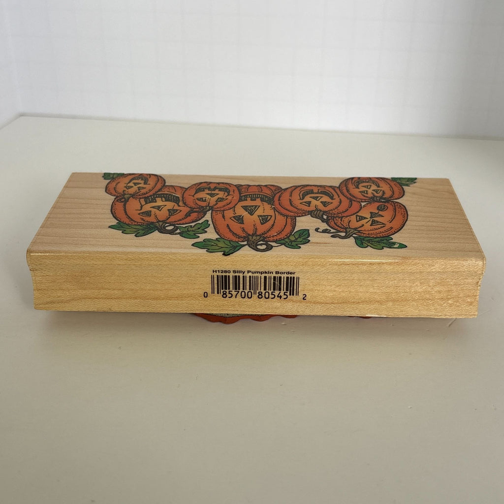 Hero Arts Rubber Stamp Silly Pumpkin Border Halloween Jack-O-Lantern Fall Card Making Wood Mounted