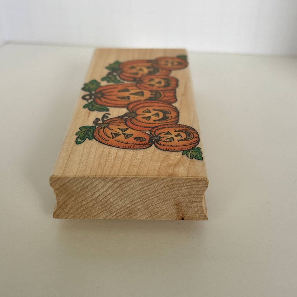 Hero Arts Rubber Stamp Silly Pumpkin Border Halloween Jack-O-Lantern Fall Card Making Wood Mounted