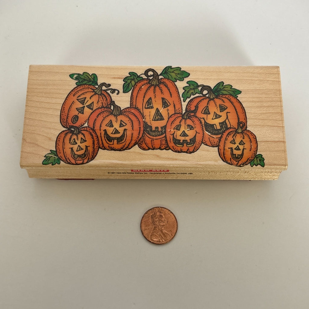 Hero Arts Rubber Stamp Silly Pumpkin Border Halloween Jack-O-Lantern Fall Card Making Wood Mounted