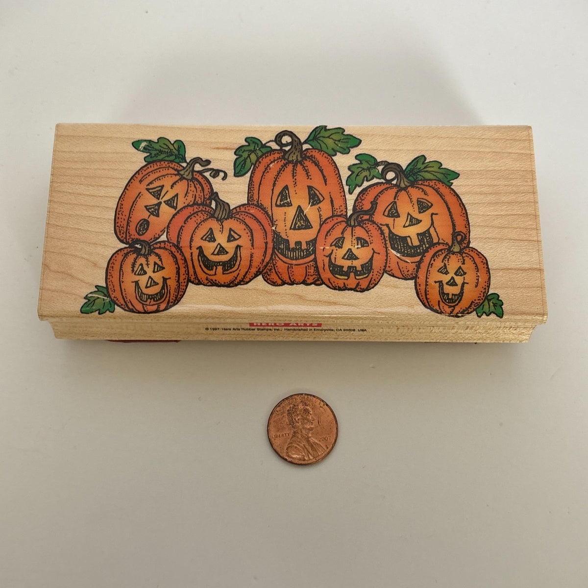 Hero Arts Rubber Stamp Silly Pumpkin Border Halloween Jack-O-Lantern Fall Card Making Wood Mounted