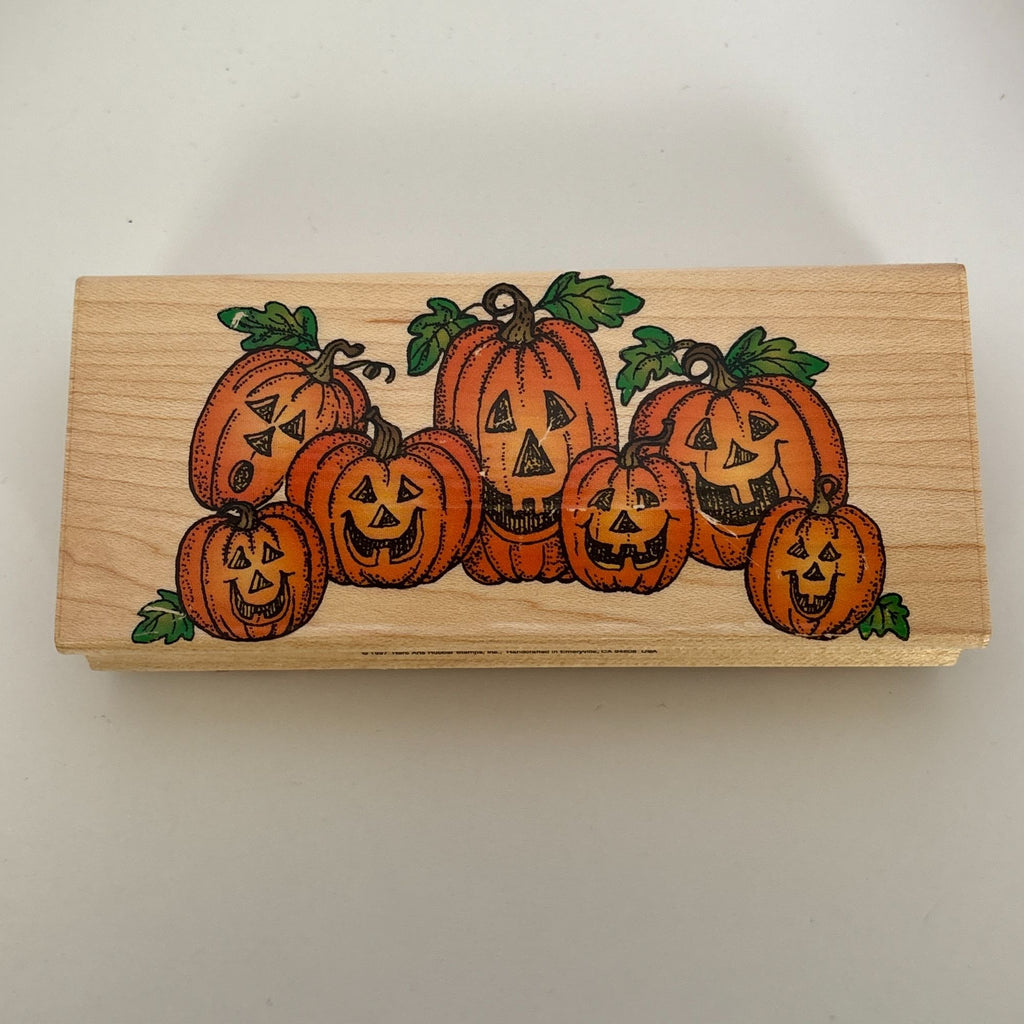 Hero Arts Rubber Stamp Silly Pumpkin Border Halloween Jack-O-Lantern Fall Card Making Wood Mounted