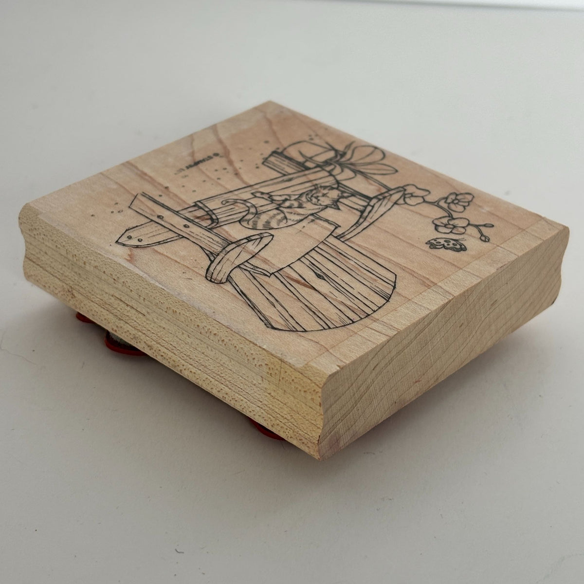Stampin Up Rubber Stamp Sleepy Cat Nap Chair Flower Garden Animal Cardmaking Art Sleeping Pet