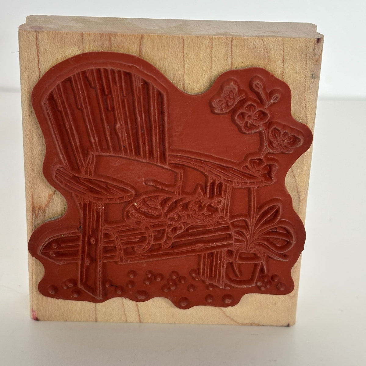 Stampin Up Rubber Stamp Sleepy Cat Nap Chair Flower Garden Animal Cardmaking Art Sleeping Pet