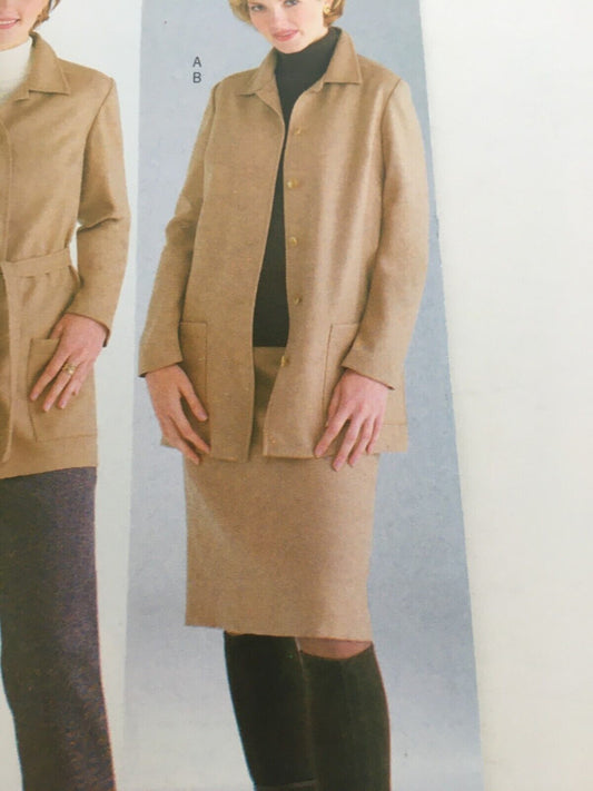 Butterick Sewing Pattern 3998 Capsule Wardrobe Work Jacket Pants 8 10 12 Uncut