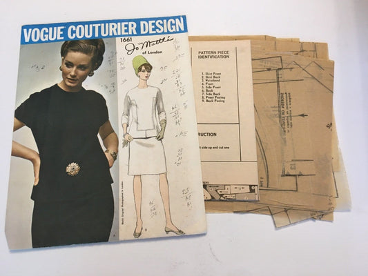 Vogue Couturier Design Sewing Pattern 1661 Jo Mattli Dress Suit Mod 60s Vintage 14 CC