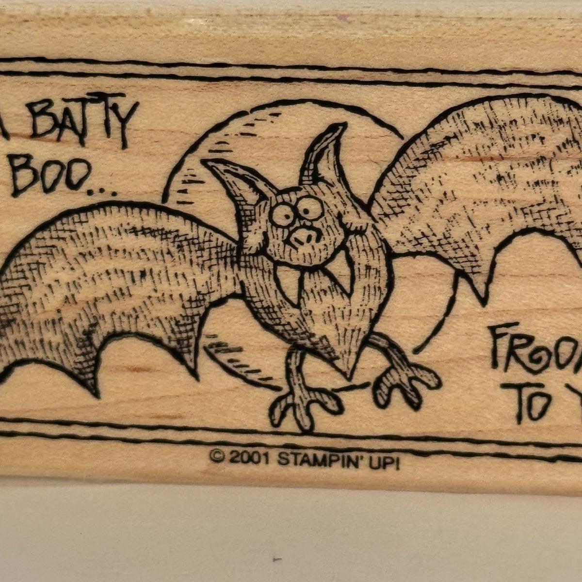 Stampin Up Rubber Stamp A Batty Boo Bat Halloween Greetings Card Making Words Sentiment