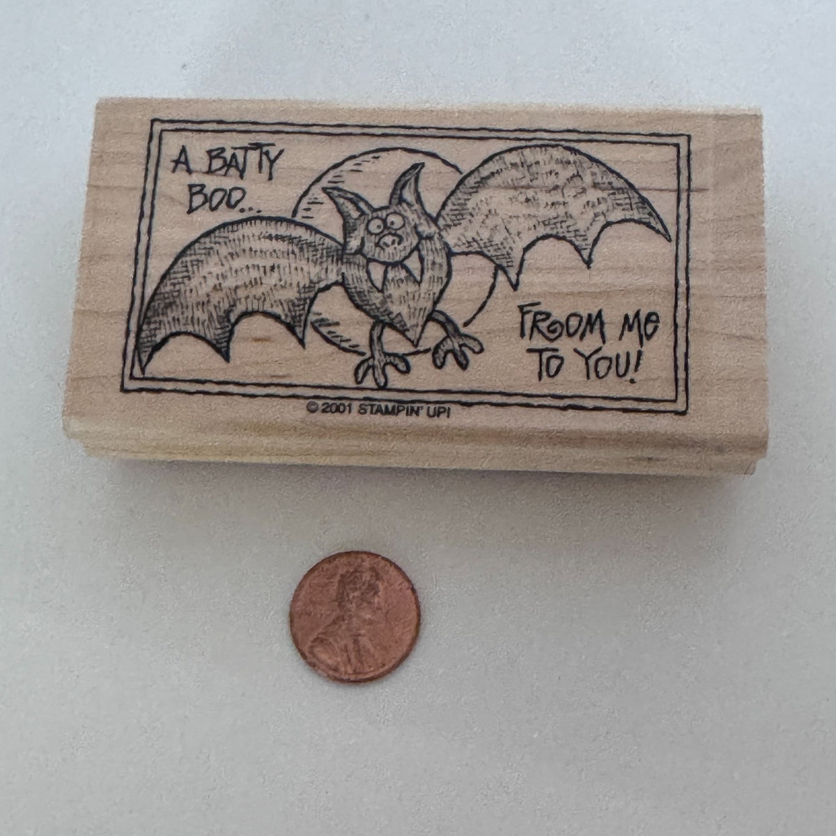 Stampin Up Rubber Stamp A Batty Boo Bat Halloween Greetings Card Making Words Sentiment