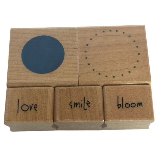 Inkadinkado Rubber Stamp Love Smile Bloom Polka Dot Circle Kathy Davis Set of 5