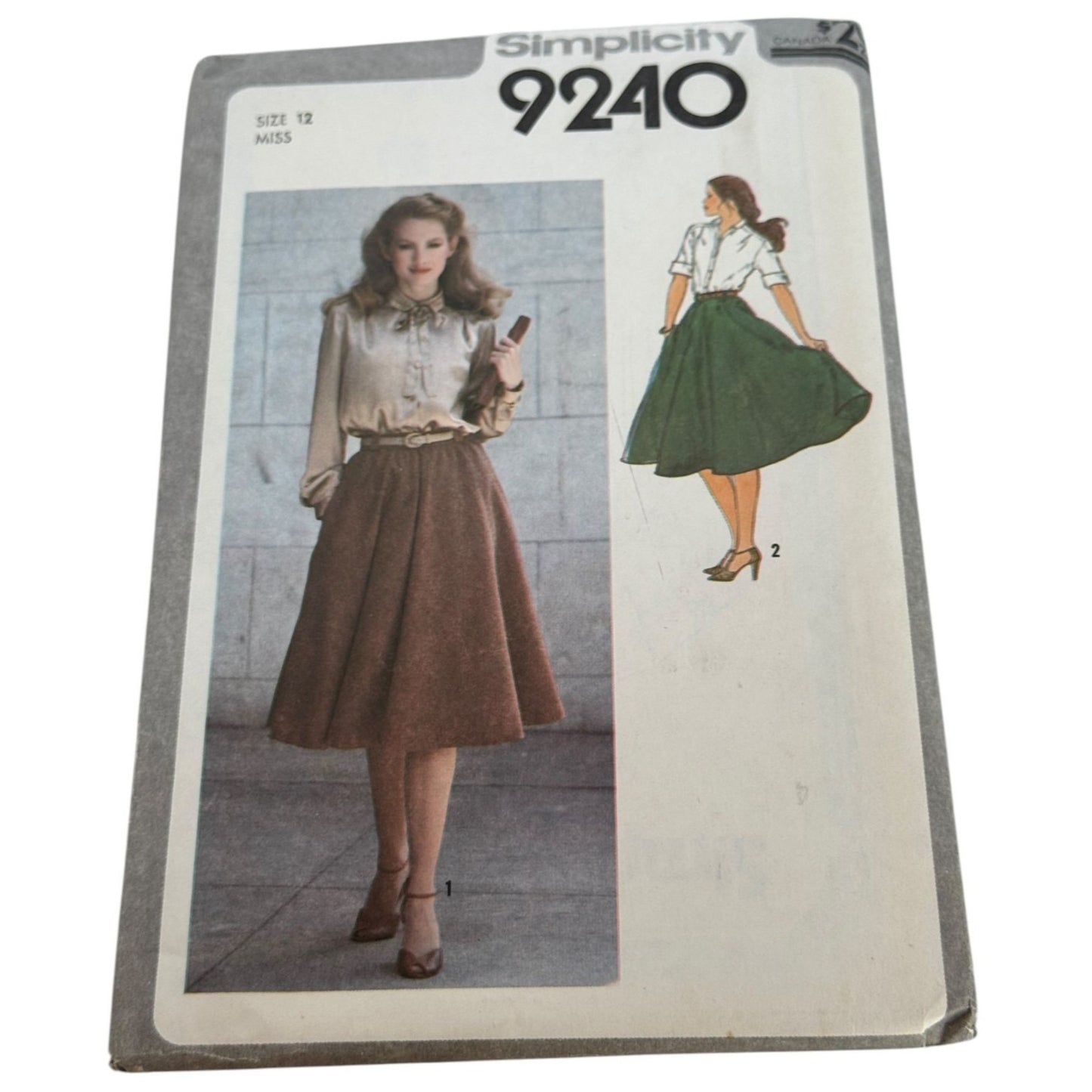 Simplicity Sewing Pattern 9240 Shirt Skirt Work Outfit 1970s Vintage Sz 12 Uncut