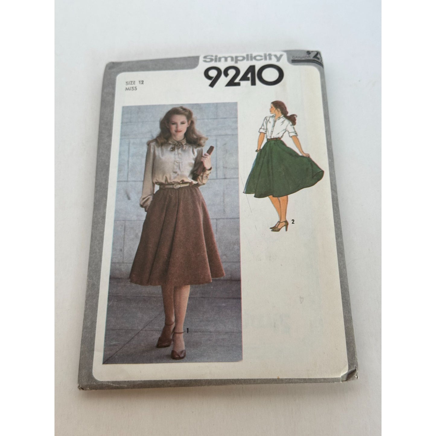 Simplicity Sewing Pattern 9240 Shirt Skirt Work Outfit 1970s Vintage Sz 12 Uncut